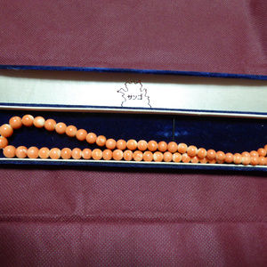 Pink/Orange natural coral necklace with 18 k gold